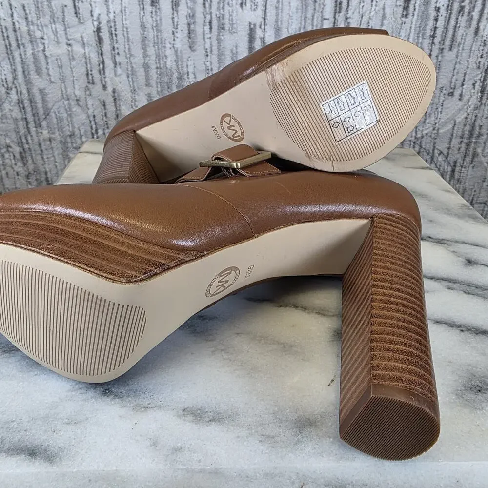 Women MICHAEL Michael Kors Eleni Platform Pumps, Leather Brown